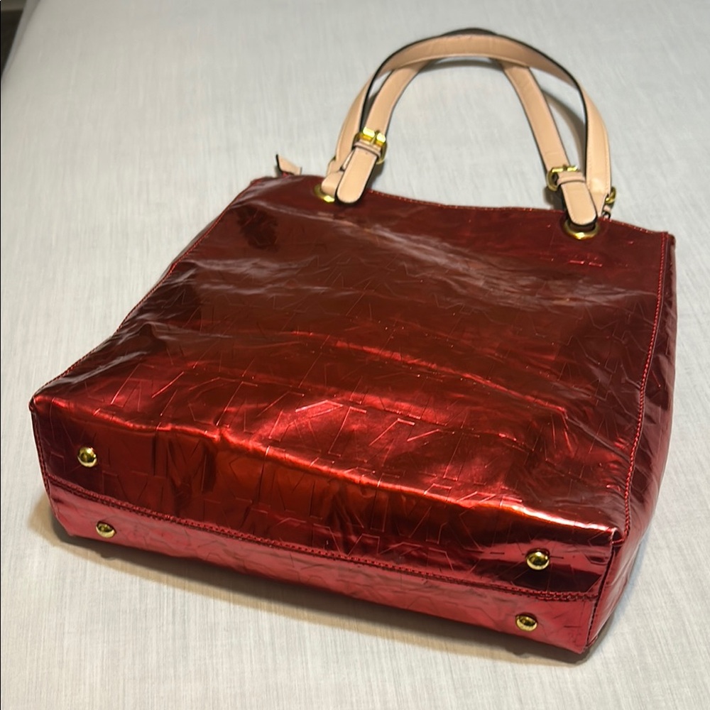 Michael Kors Red Tote Bag with Beige Straps - Picture 4 of 10